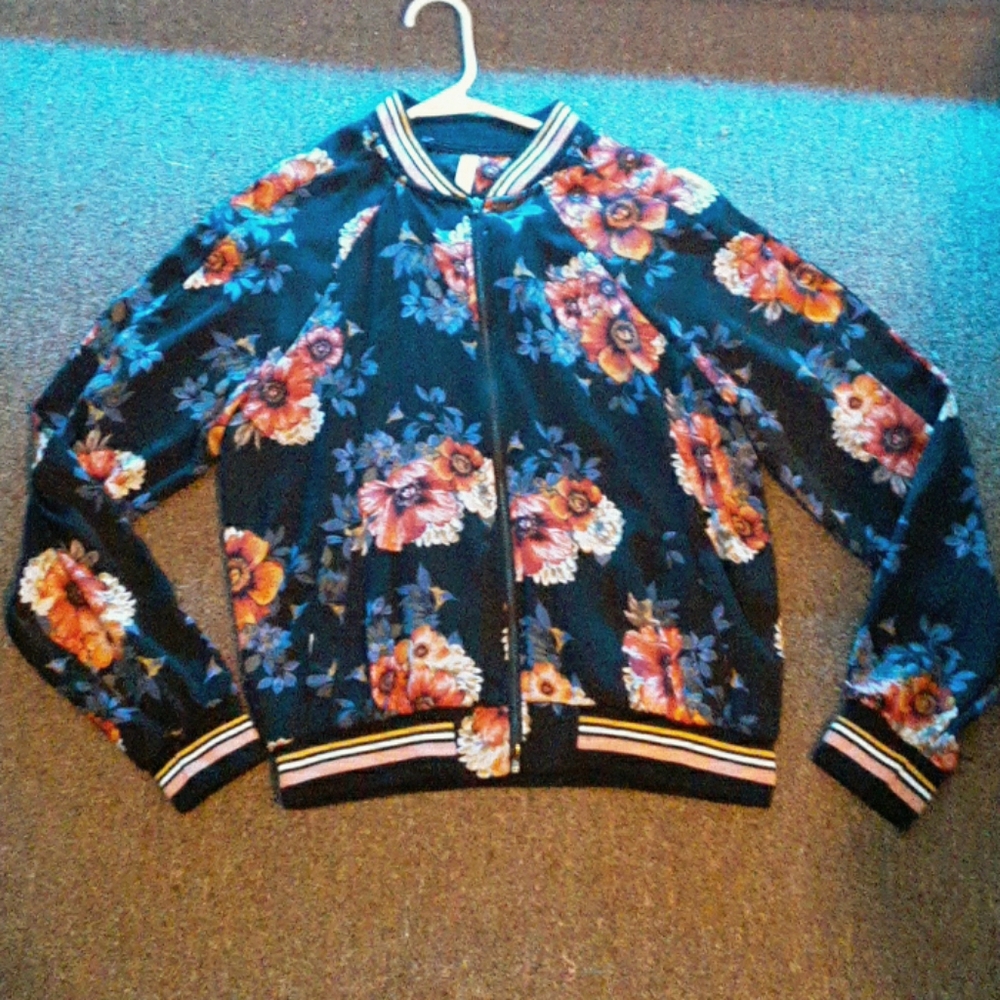 floral zip up jacket